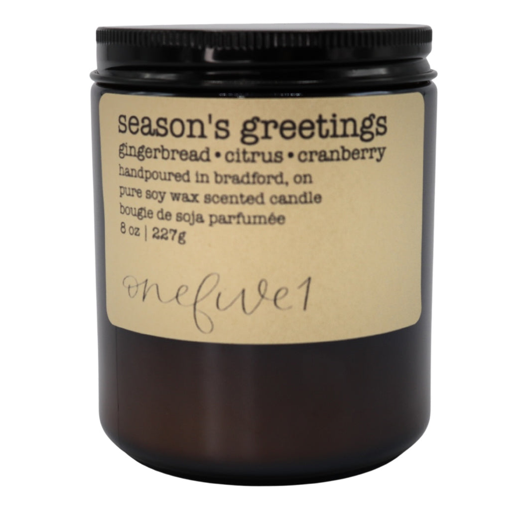season's greetings soy candle