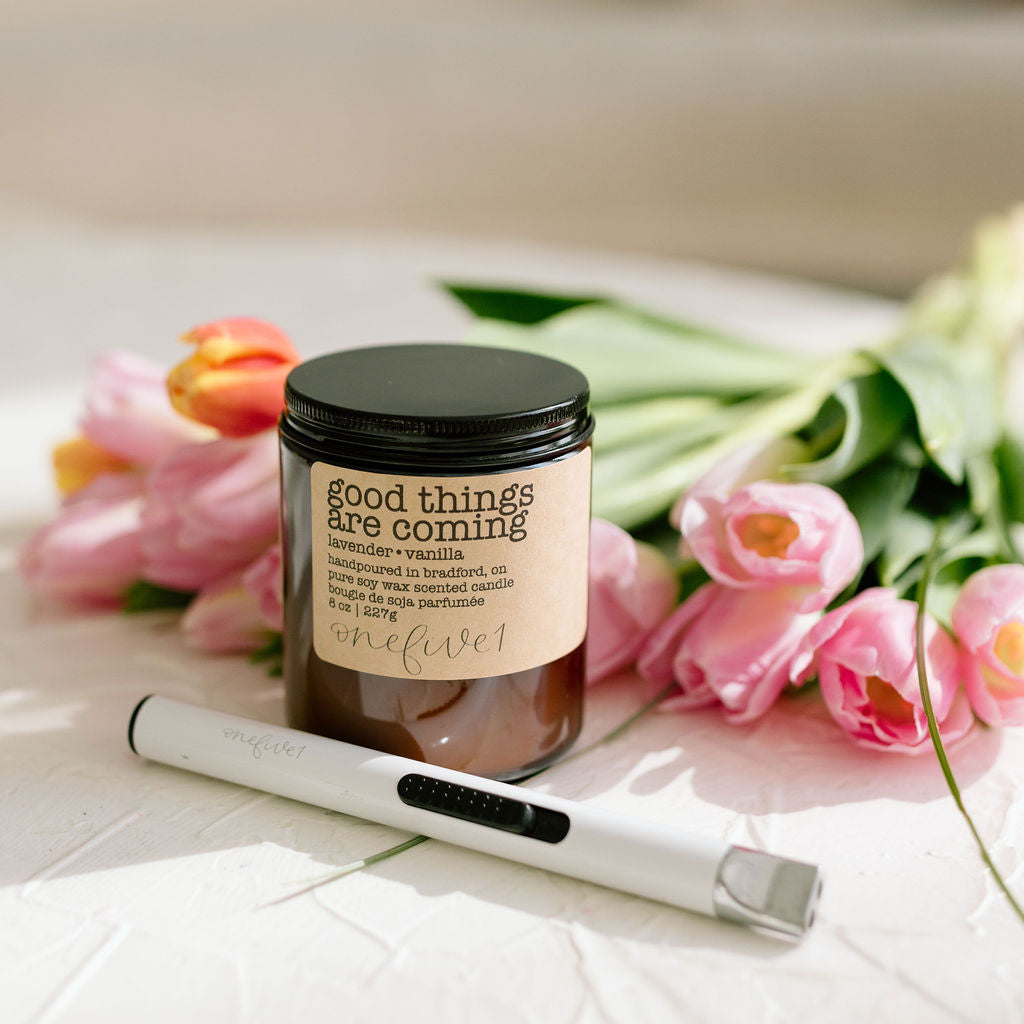good things are coming soy candle