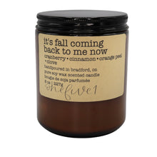 Load image into Gallery viewer, it&#39;s fall coming back to me now soy candle
