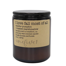 Load image into Gallery viewer, I love fall most of all soy candle
