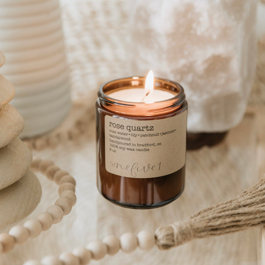 rose quartz soy candle