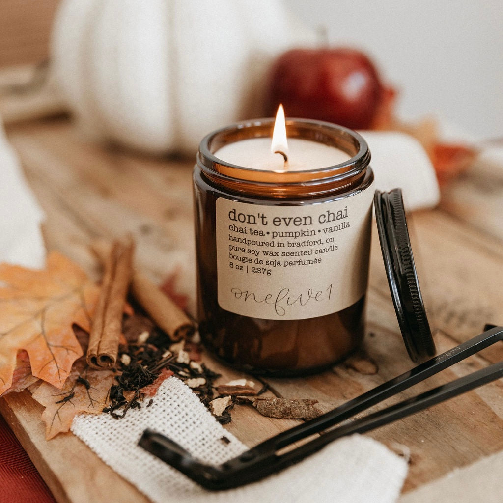 don't even chai soy candle